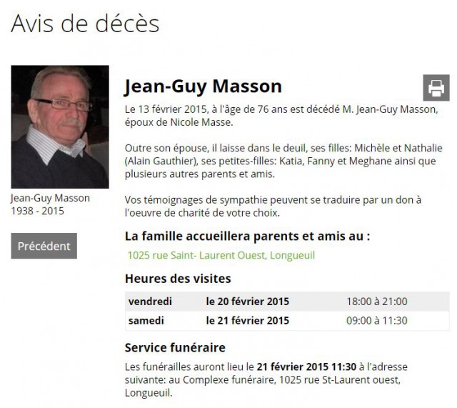 Jean-Guy Masson - Avis de décès - 