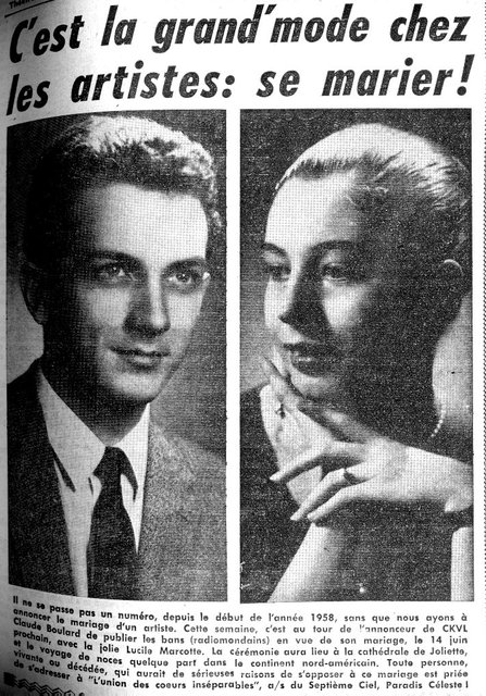 Claude Boulard et Lucille Marcotte (MARIAGE)