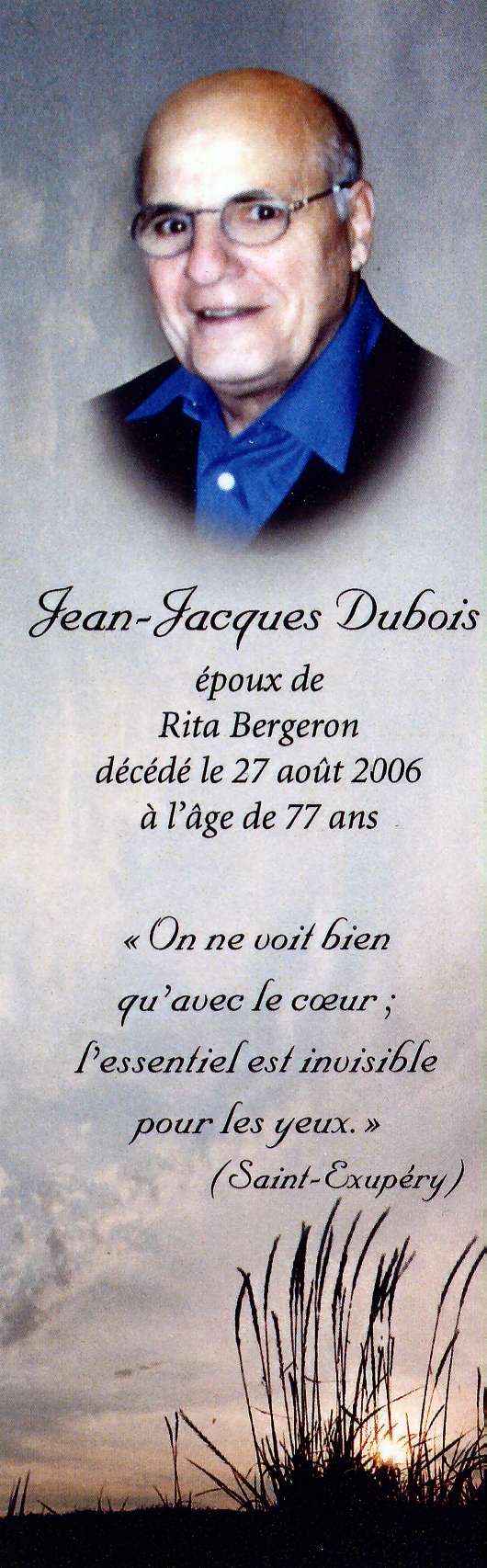 Jean-Jacques Dubois (Carte funéraire)