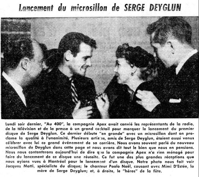 Serge Deyglun (Au lancement de son premier disque)