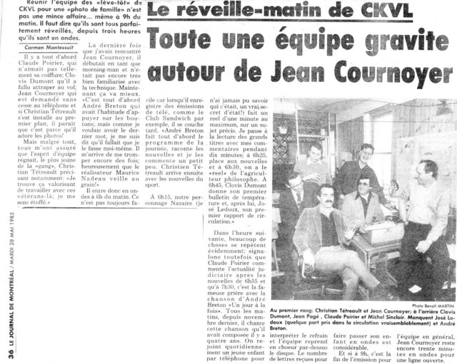Jean Cournoyer, le réveille-matin de CKVL