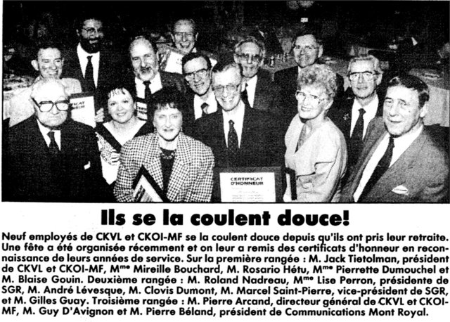 Neuf retraités (Journal Mtl 4 Jan 1991)