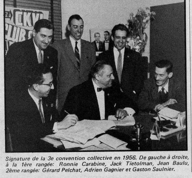 Signature 3ième convention collective en 1956.
